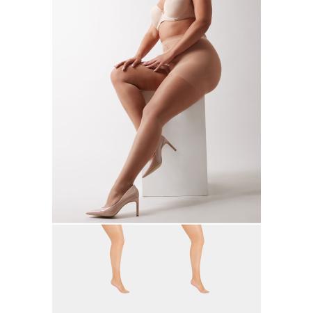 Yours Set Van Twee Paar 15 Denier Luxury Panty's In Natural Size 62-64