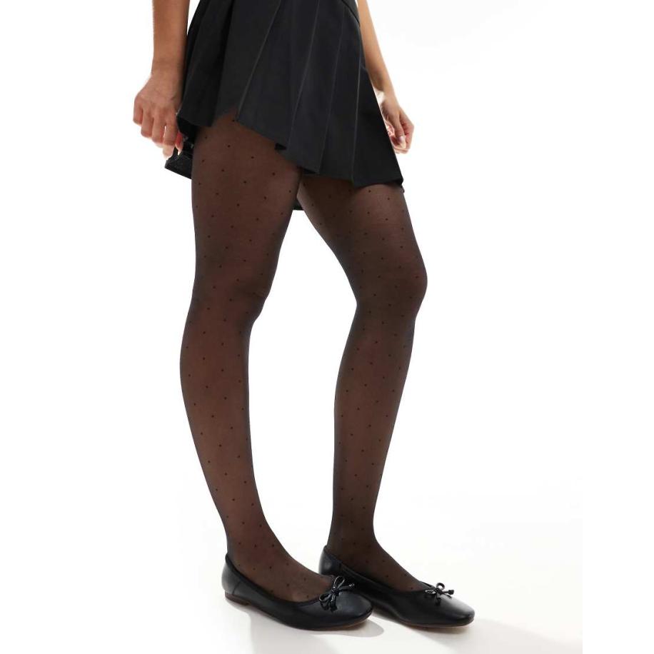 Lindex Panty van 20 denier met kleine stipjes in zwart Zwart