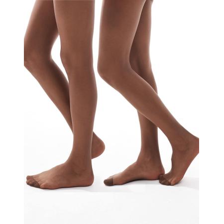 ASOS DESIGN Set van 2 panty's van 15 denier in omber-Neutraal