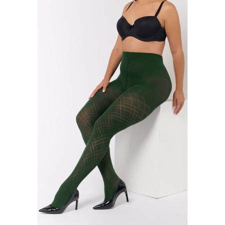 Yours Plus Size Dark Green Lattice Tights Size 62-64