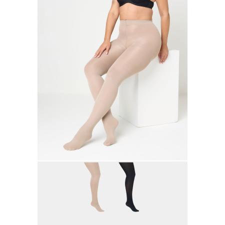Yours 2 Pack Nude & Black 100 Denier Tights Size 62-64