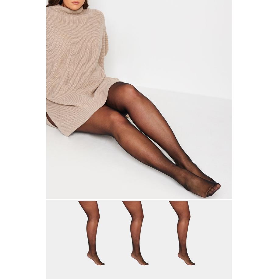Yours 3 Paar Zwarte 20 Denier Panty's (Ladder Resist)Size 66-68 Zwart