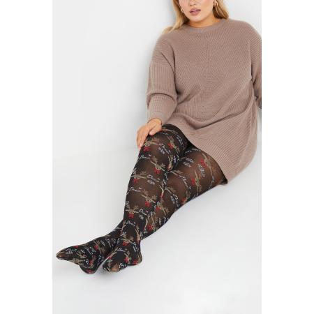 Yours Panty Met 'Oh Deer' Print In Zwart Size 50-54