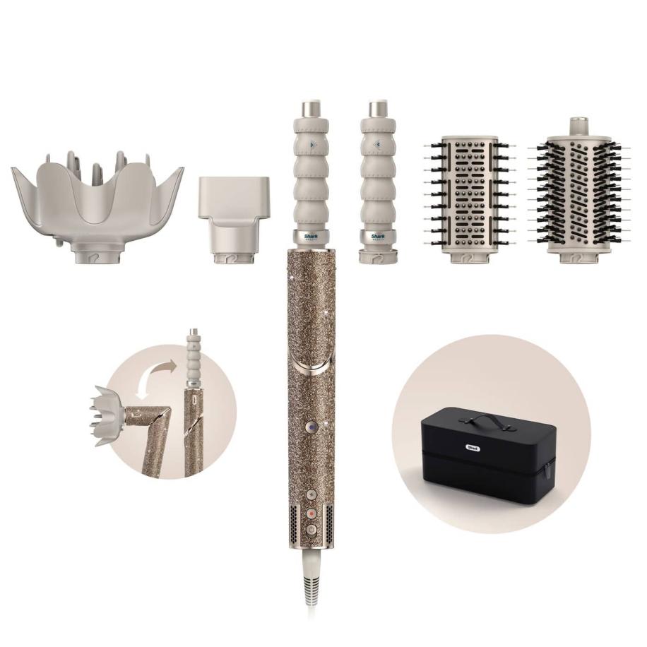 Shark FlexStyle Sparkle – limited edition luchtstyler en haardroger in Champagne Diamond HD446JSEU