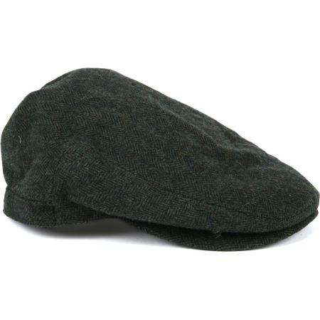 Barbour Barlow Flat Cap Herringbone Donkergroen