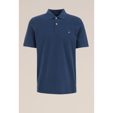Fundamentals heren polo met structuur - Slim Fit - Blauw - Katoen - Maat: L