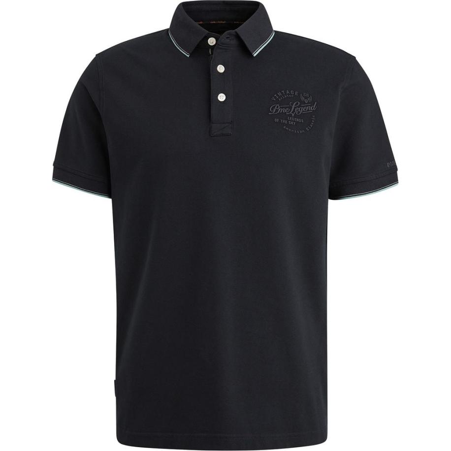 PME Legend Poloshirt Piqué Logo Navy Blauw