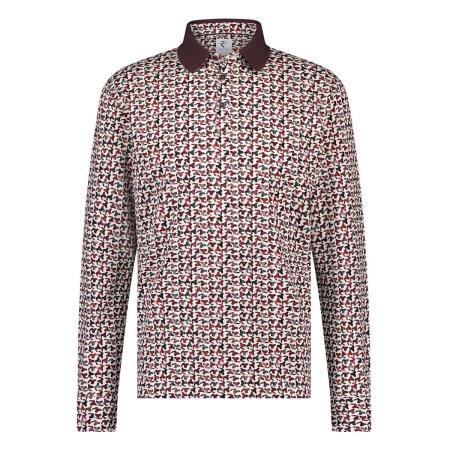 R2 Amsterdam Poloshirt lange mouw rood/wit, Motief