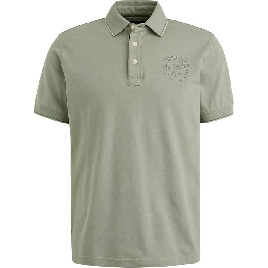 PME Legend Poloshirt Piqué Logo Grijs Groen Groen