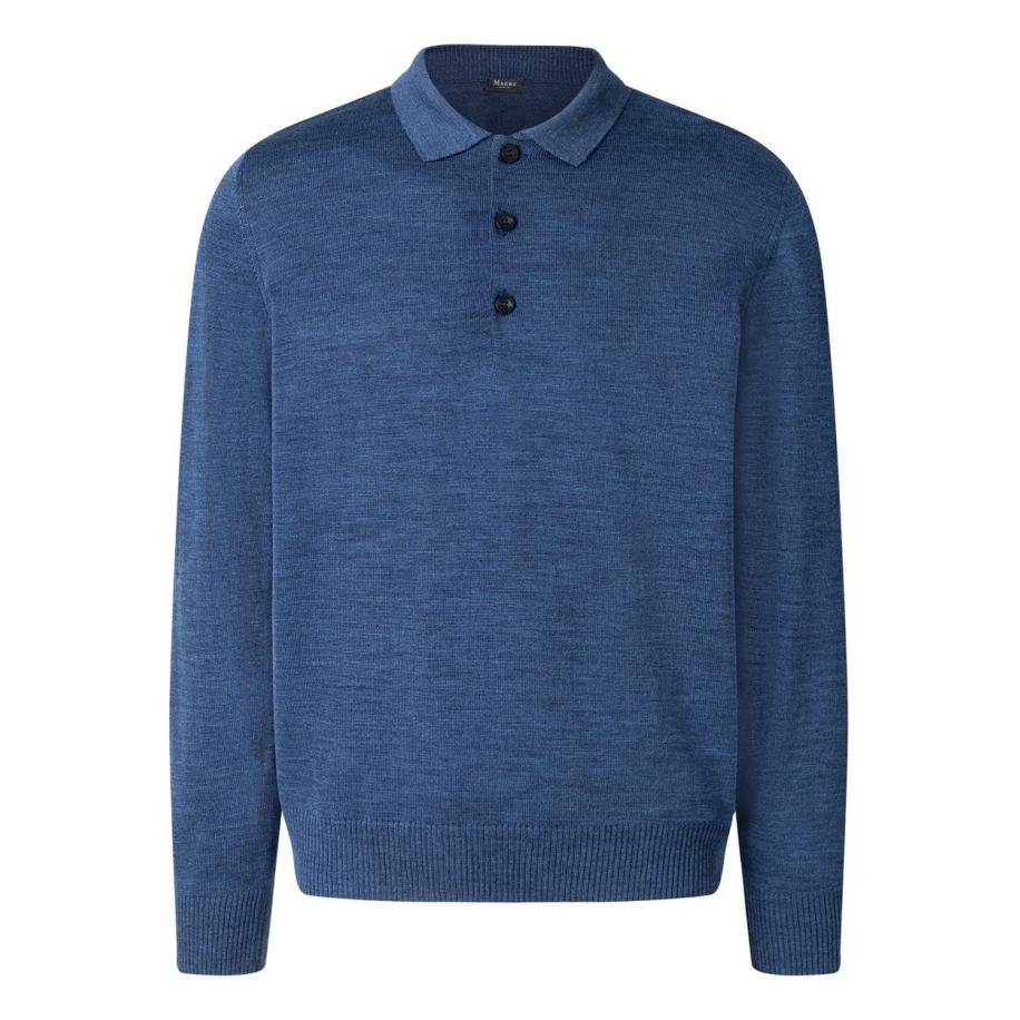 MAERZ Superwash Poloshirt lange mouw, Effen Multicolor