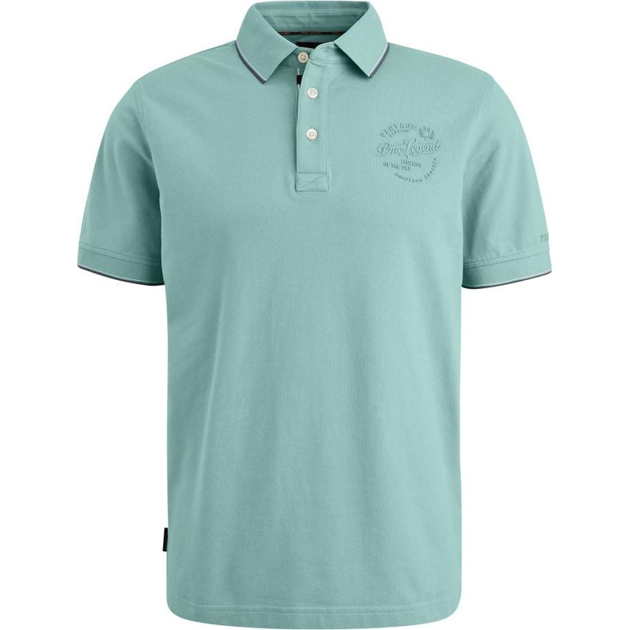 PME Legend Poloshirt Piqué Logo Lichtblauw Blauw