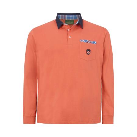 Charles Colby Poloshirt lange mouw oranje, Effen