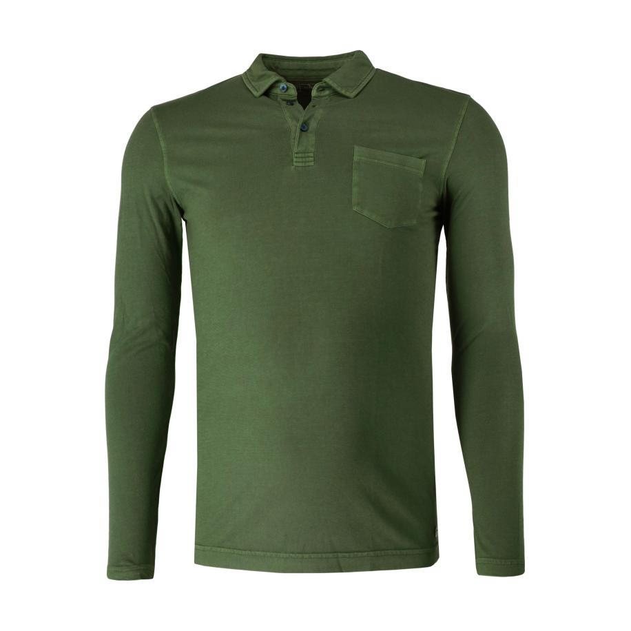 Marvelis Casual Poloshirt lange mouw olijf, Effen Groen