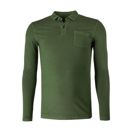 Marvelis Casual Poloshirt lange mouw olijf, Effen