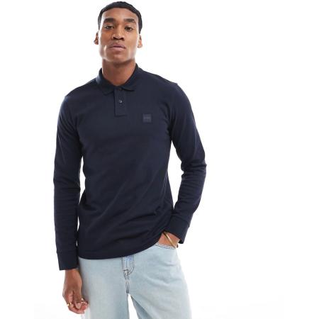 BOSS - Passerby - Polo met lange mouwen in marineblauw