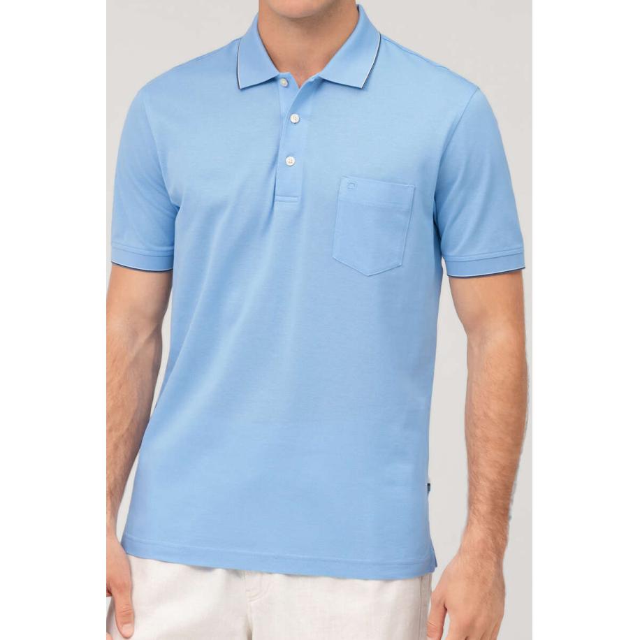 OLYMP Casual Polo shirt Korte mouw lichtblauw Blauw
