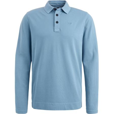 PME Legend Long Sleeve Poloshirt Garment Dye Piqué Blauw