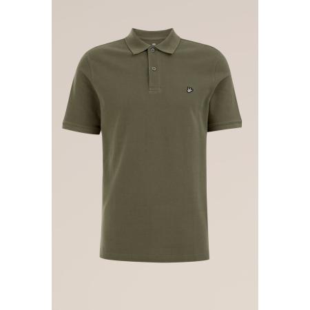 Fundamentals heren polo met structuur - Slim Fit - Olijfgroen - Katoen - Maat: S