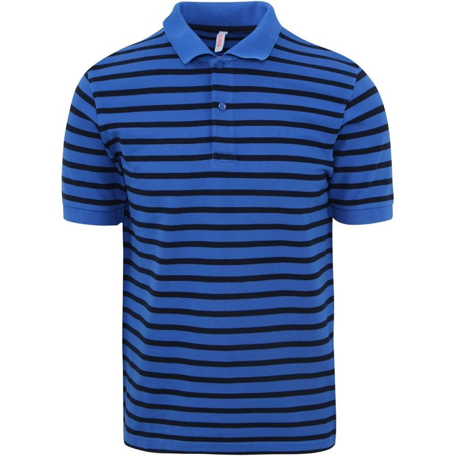 Sun68 Poloshirt Strepen Royal Blauw Blauw