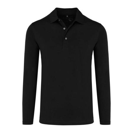 Marvelis Casual Poloshirt lange mouw zwart, Effen
