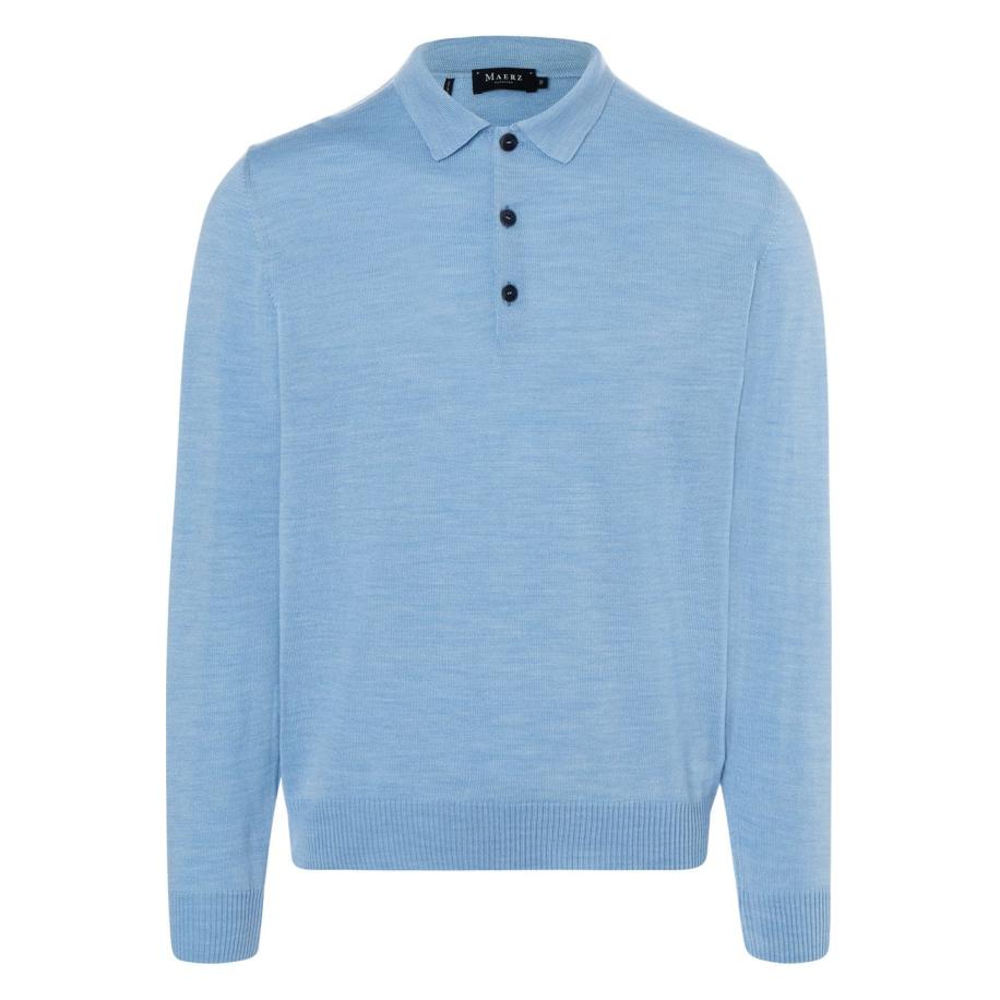 MAERZ Superwash Poloshirt lange mouw, Effen Multicolor