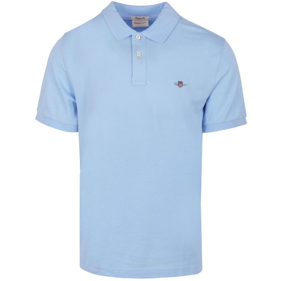 Gant Shield Piqué Poloshirt Lichtblauw Blauw