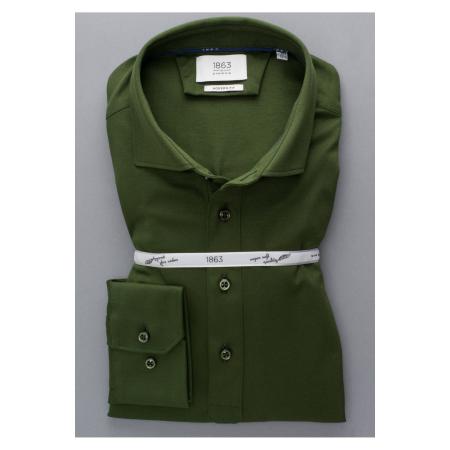ETERNA 1863 Poloshirt lange mouw donkergroen, Effen