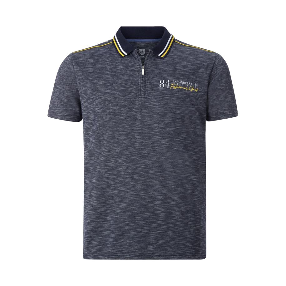 Jan Vanderstorm Polo shirt Korte mouw donkerblauw Blauw