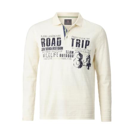 Jan Vanderstorm Poloshirt lange mouw wit, Bedrukt