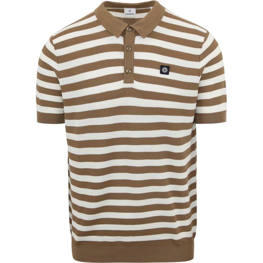 Blue Industry M10 Poloshirt Strepen Bruin Bruin