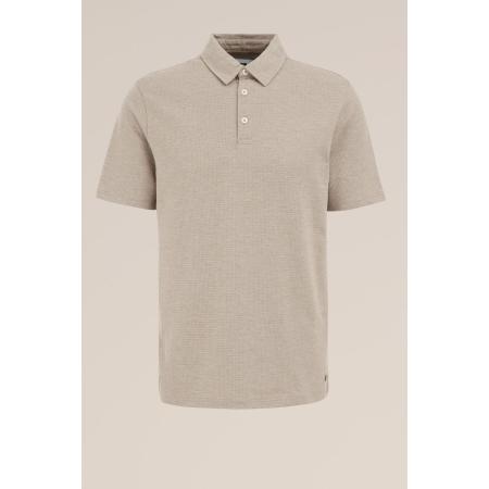 WE Fashion Heren polo met structuur - Slim Fit - Beige - Katoen - Maat: XXL