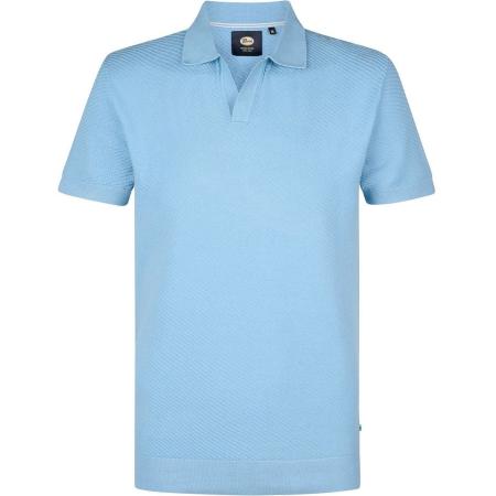 Petrol Knitted Polo Lichtblauw