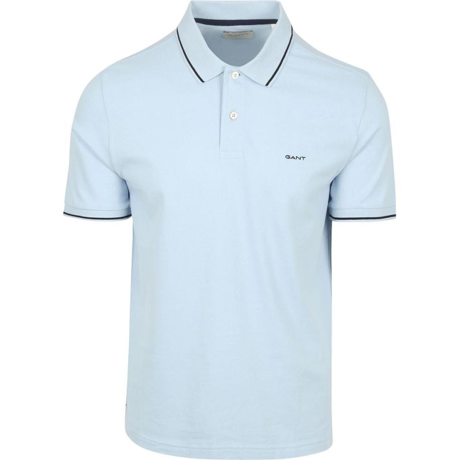 Gant Tipping Piqué Poloshirt Lichtblauw Blauw