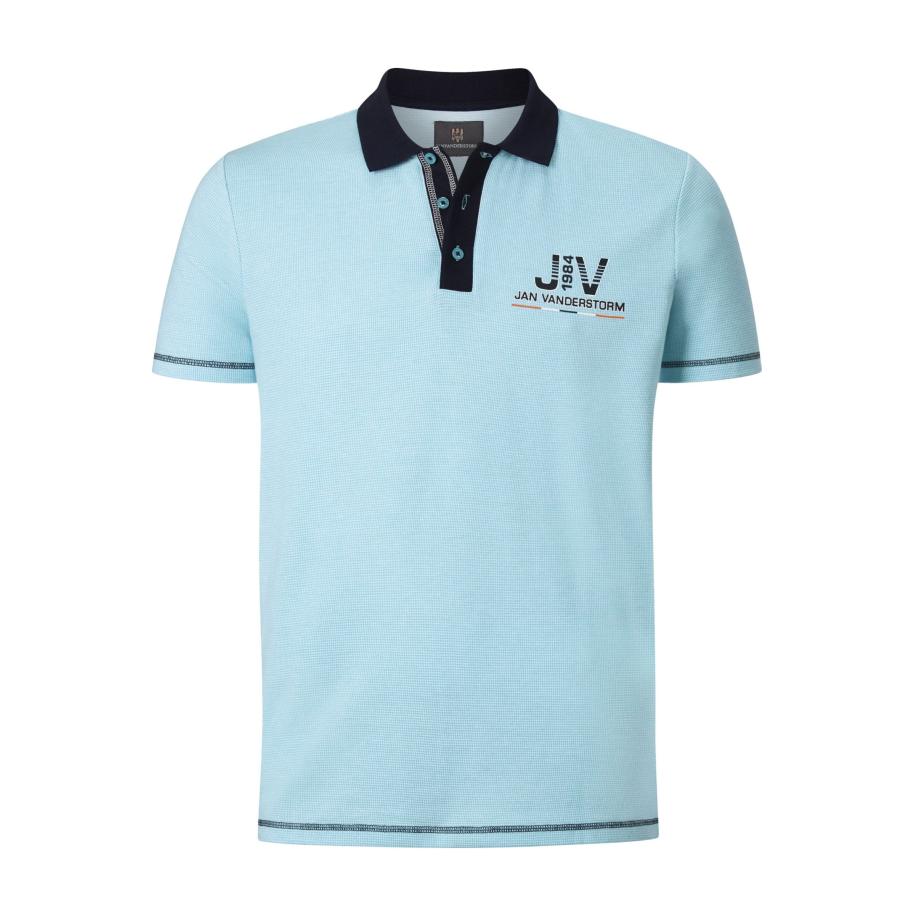 Jan Vanderstorm Polo shirt Korte mouw turquoise Blauw
