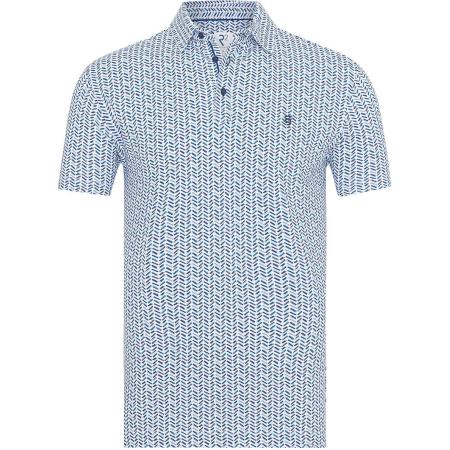 R2 Amsterdam Polo Piqué Print Blauw