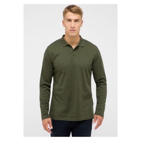 ETERNA Poloshirt lange mouw donkergroen, Effen