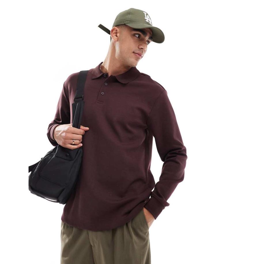 ONLY & SONS - Polo sweater met lange mouwen en ruimvallende pasvorm in bordeauxrood Rood