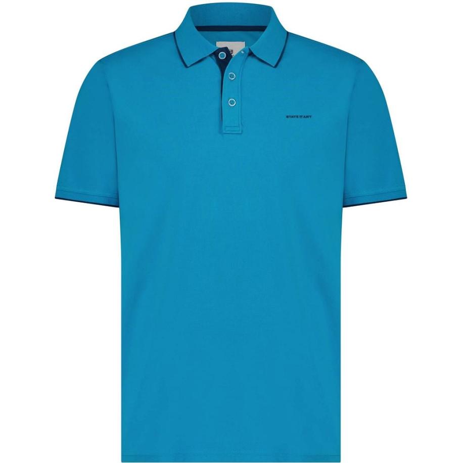 State Of Art Pique Polo Petrol Blauw Blauw