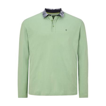 Charles Colby Poloshirt lange mouw groen, Effen