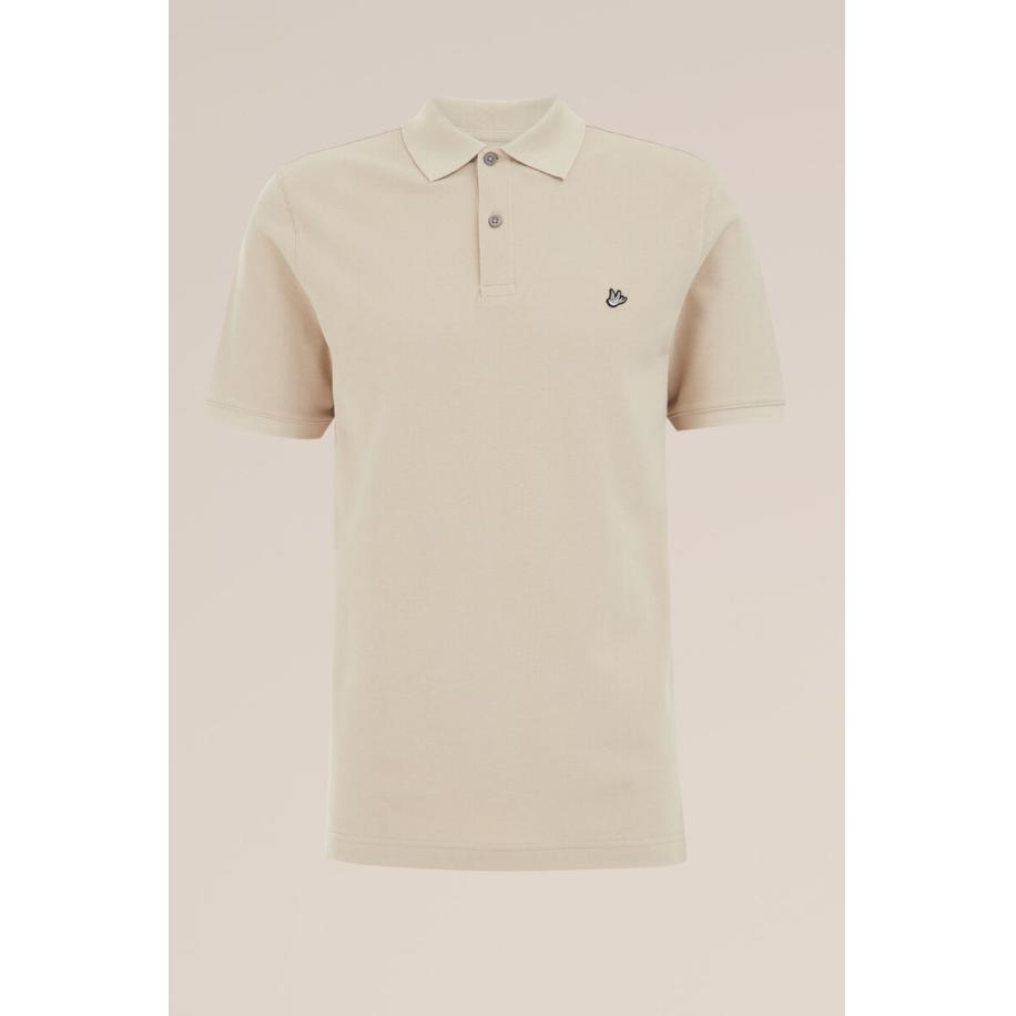 Fundamentals heren polo met structuur - Slim Fit - Beige - Katoen - Maat: XXL Bruin