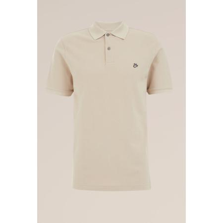 Fundamentals heren polo met structuur - Slim Fit - Beige - Katoen - Maat: XXL