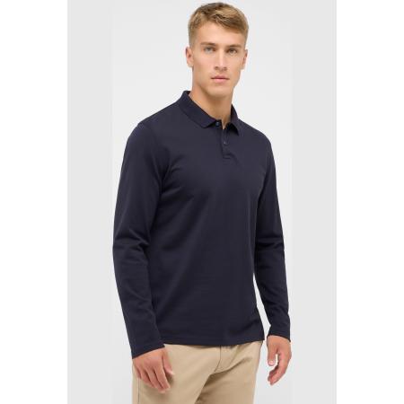 ETERNA Poloshirt lange mouw marine, Effen