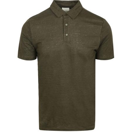 KnowledgeCotton Apparel Poloshirt Linnen Donkergroen