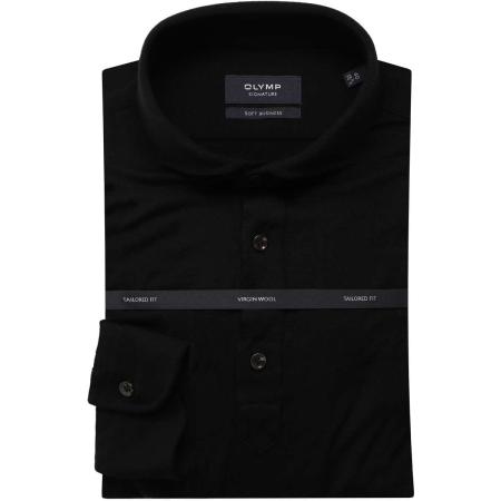 OLYMP SIGNATURE Soft Business Polo shirt zwart, Effen