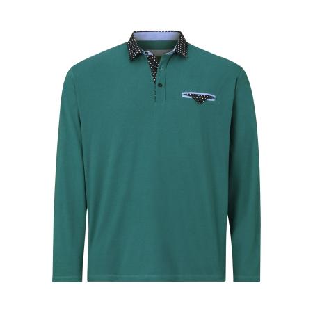 Charles Colby Poloshirt lange mouw benzine, Effen