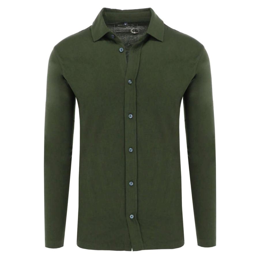 Marvelis Casual Poloshirt lange mouw olijf, Effen Groen