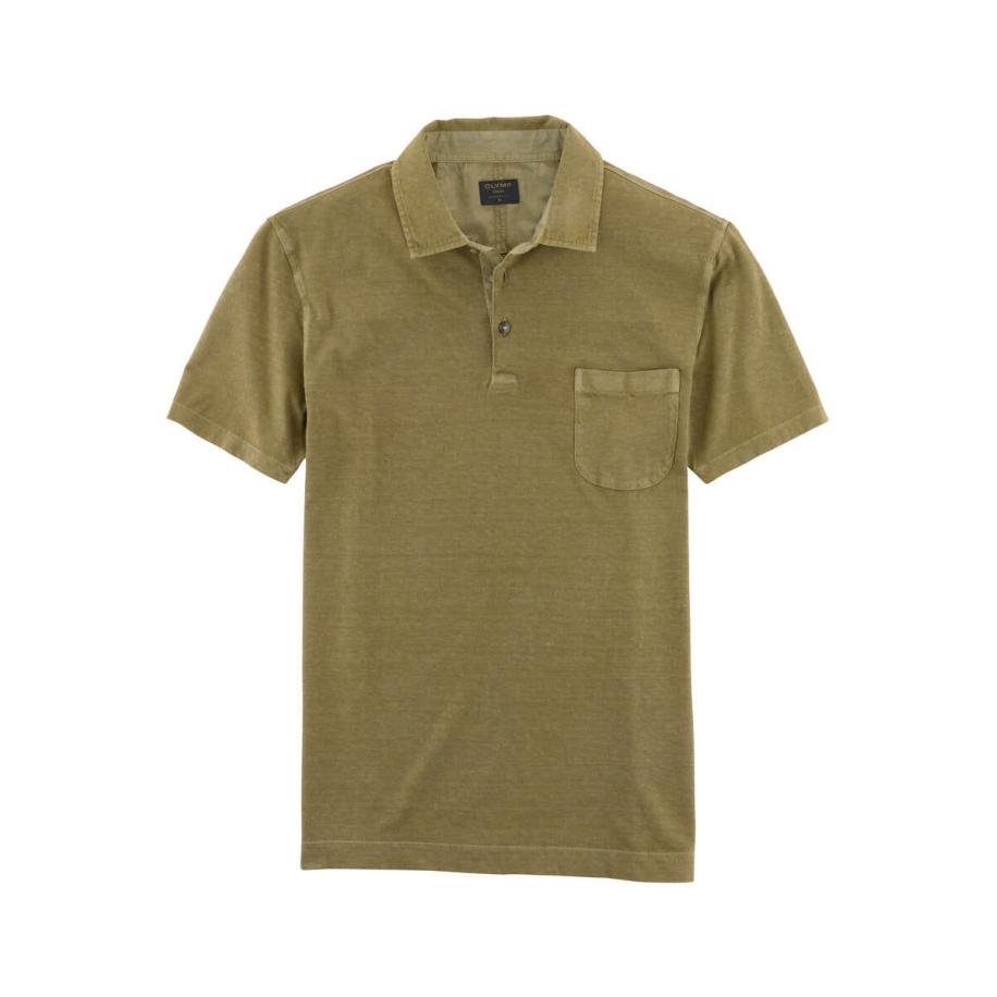 OLYMP Casual Polo shirt Korte mouw kaki Bruin