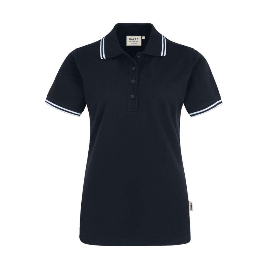 HAKRO 205 Dames Poloshirt zwart/wit, Tweekleurig Multicolor