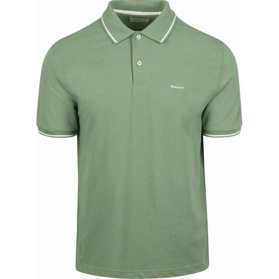 Gant Tipping Piqué Poloshirt Groen Groen