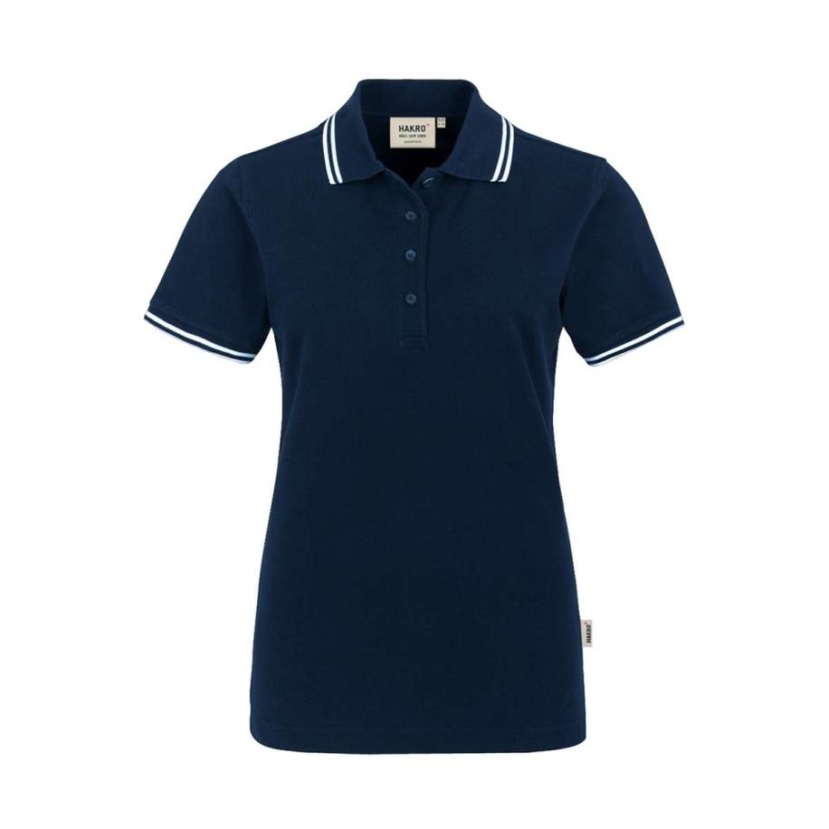 HAKRO 205 Dames Poloshirt donkerblauw/wit, Tweekleurig Multicolor
